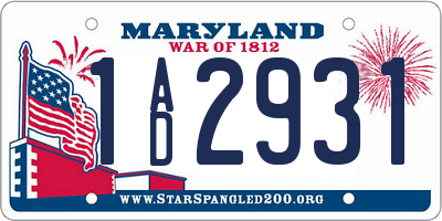 MD license plate 1AD2931