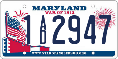 MD license plate 1AD2947