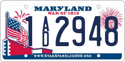 MD license plate 1AD2948