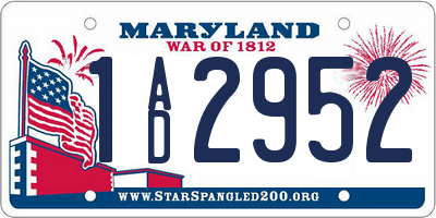 MD license plate 1AD2952
