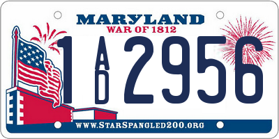 MD license plate 1AD2956