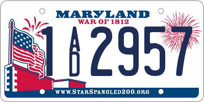 MD license plate 1AD2957