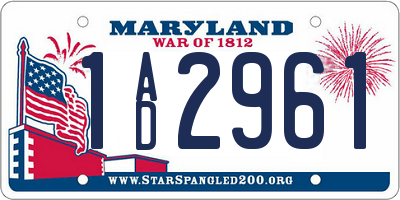 MD license plate 1AD2961