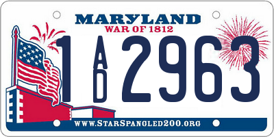 MD license plate 1AD2963