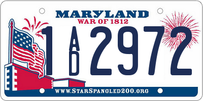 MD license plate 1AD2972
