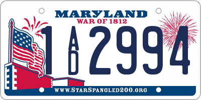 MD license plate 1AD2994