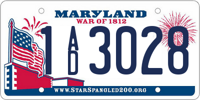 MD license plate 1AD3028
