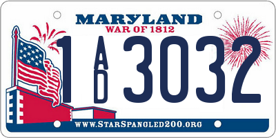 MD license plate 1AD3032
