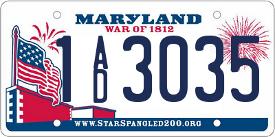 MD license plate 1AD3035