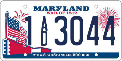MD license plate 1AD3044