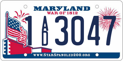 MD license plate 1AD3047