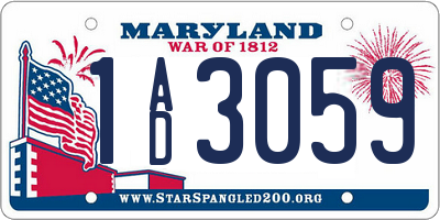 MD license plate 1AD3059
