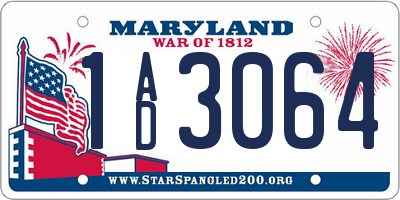 MD license plate 1AD3064