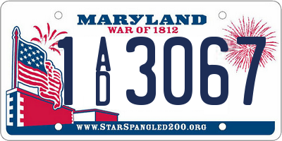 MD license plate 1AD3067