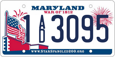 MD license plate 1AD3095