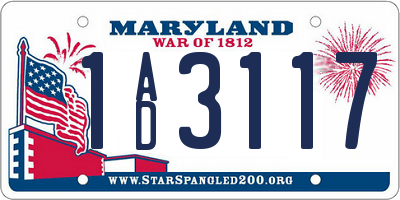 MD license plate 1AD3117