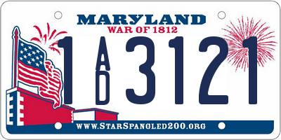 MD license plate 1AD3121
