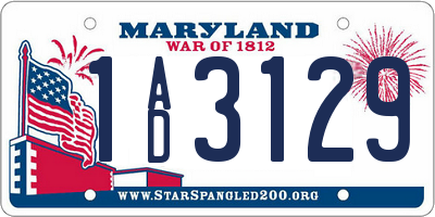 MD license plate 1AD3129