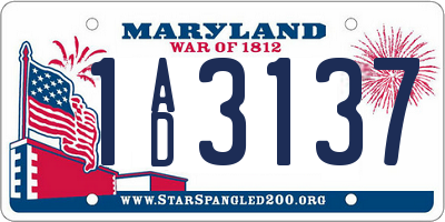 MD license plate 1AD3137