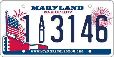MD license plate 1AD3146