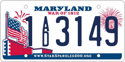 MD license plate 1AD3149