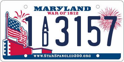 MD license plate 1AD3157