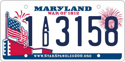 MD license plate 1AD3158
