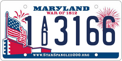 MD license plate 1AD3166