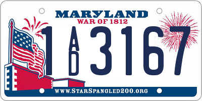 MD license plate 1AD3167