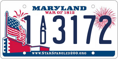 MD license plate 1AD3172