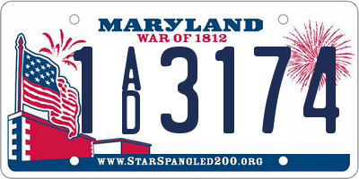 MD license plate 1AD3174