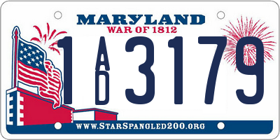 MD license plate 1AD3179