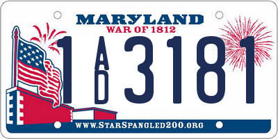 MD license plate 1AD3181