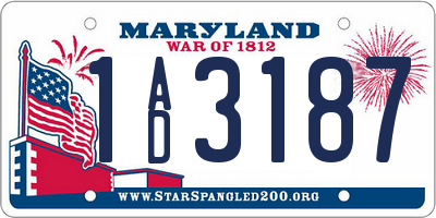 MD license plate 1AD3187