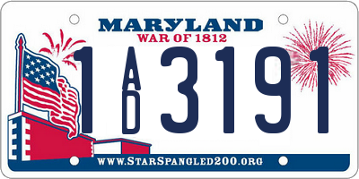 MD license plate 1AD3191