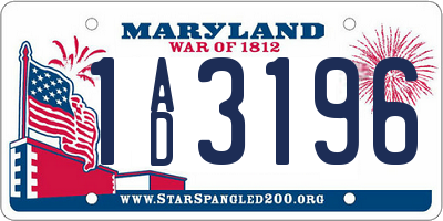 MD license plate 1AD3196