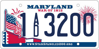 MD license plate 1AD3200