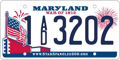 MD license plate 1AD3202
