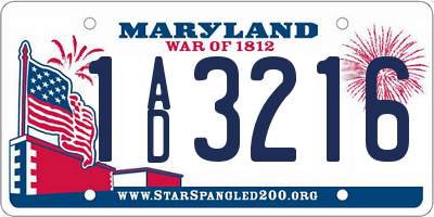 MD license plate 1AD3216