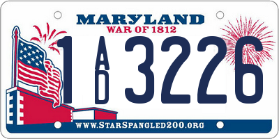 MD license plate 1AD3226