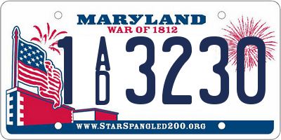 MD license plate 1AD3230