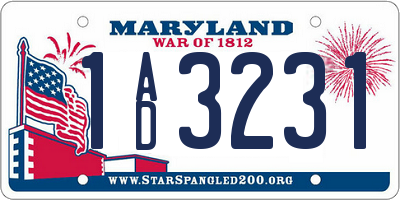 MD license plate 1AD3231
