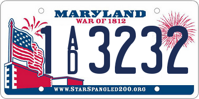 MD license plate 1AD3232