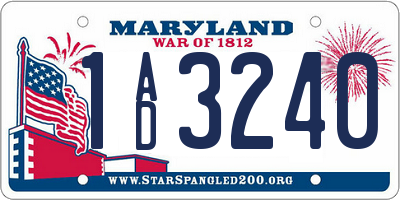 MD license plate 1AD3240
