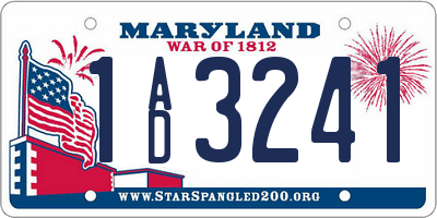 MD license plate 1AD3241
