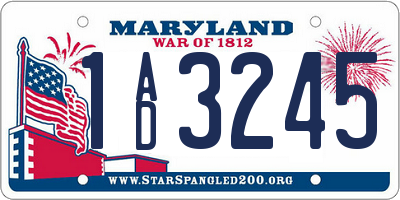 MD license plate 1AD3245