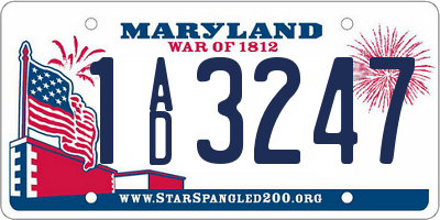 MD license plate 1AD3247