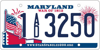 MD license plate 1AD3250