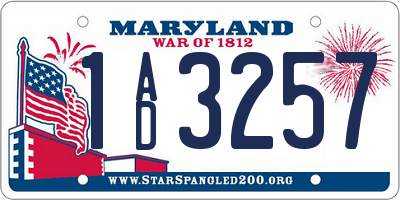 MD license plate 1AD3257