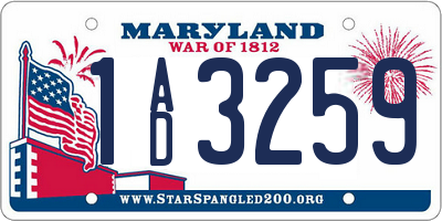 MD license plate 1AD3259